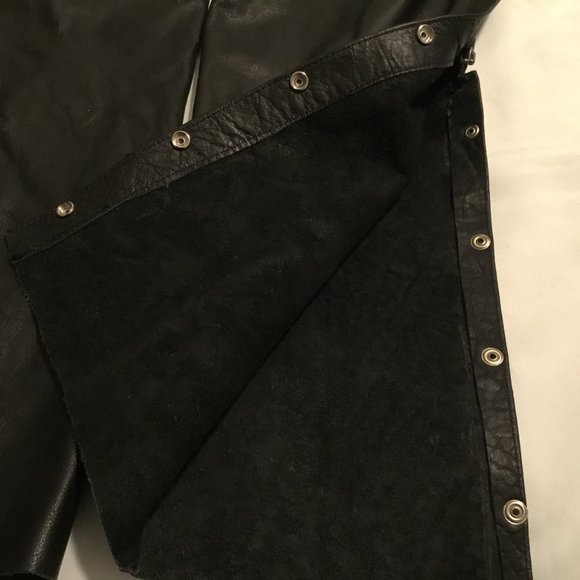 Silver Bike Adult Leather Chaps Size Medium Black Full Zip Leg Adjustable Waist - Picture 3 of 13